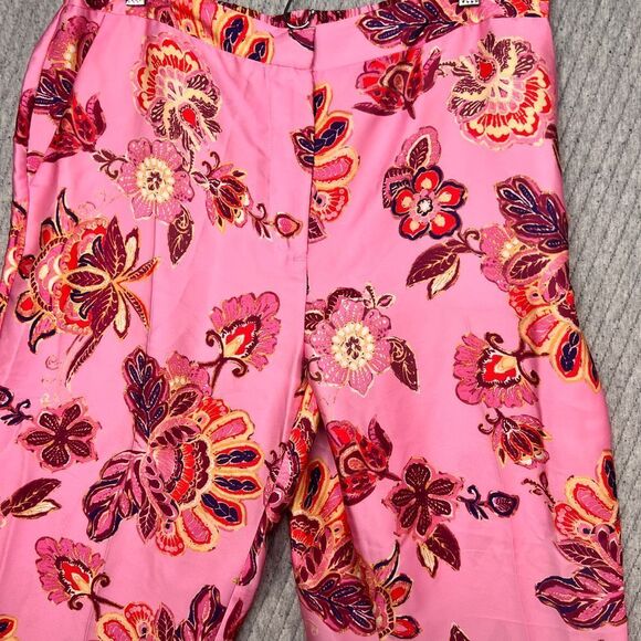 Magaschoni 2 PC Outfit Satin‎ Floral Top and Pants Set Pink Paisley Womens M L - Picture 10 of 10